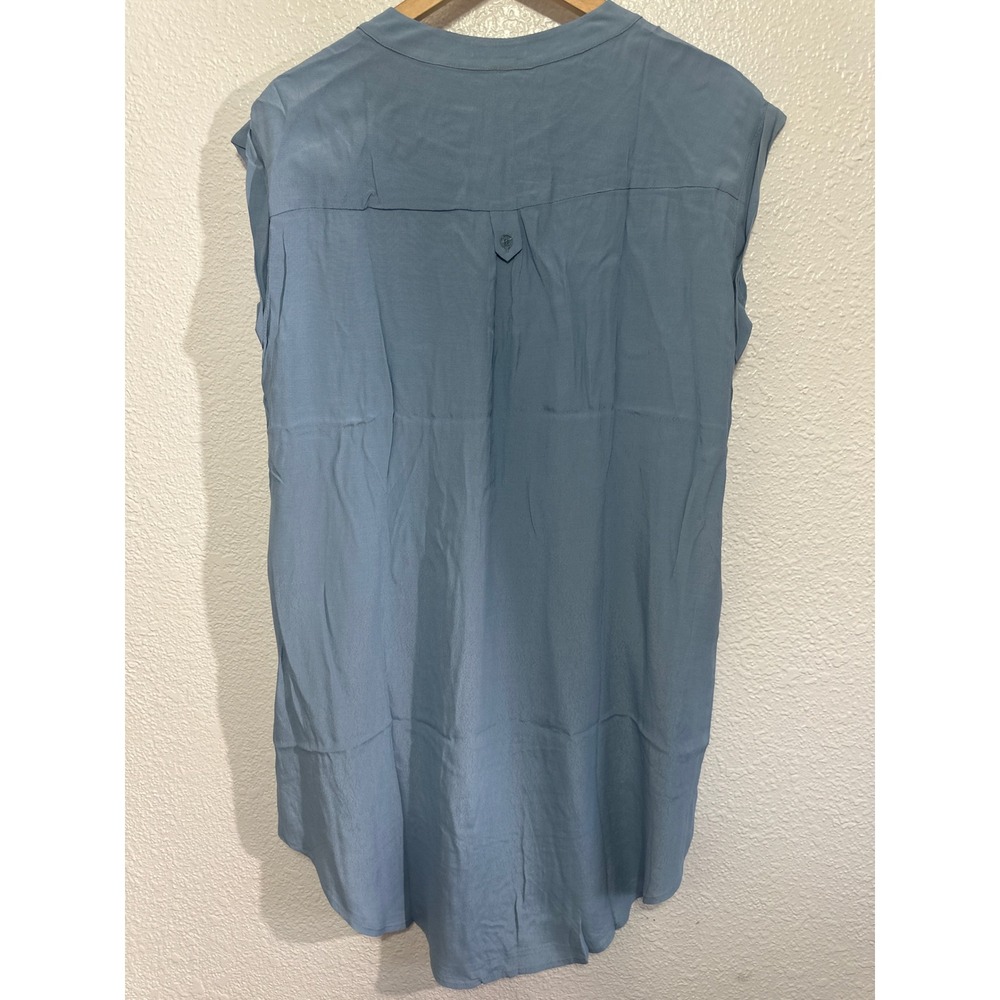 NWT Tulip B Light Blue Split Neck Cap Sleeve High Low Shift Dress Large - Picture 6 of 8
